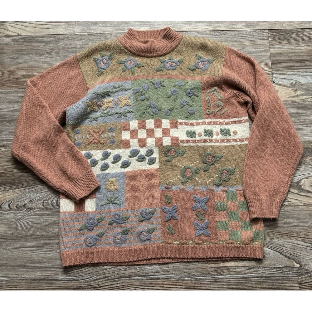 Vintage‎ Alfred Dunner cottage country knit Sweater size PL